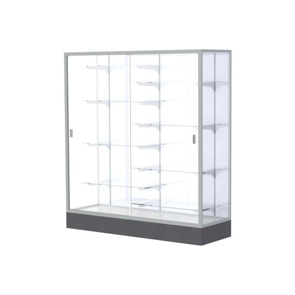 Waddell Display Case Of Ghent Colossus Floor Case, White Back, Satin Frame, 60"L x 66"H x 20"D 2605-WB-SN - main